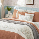 6 Piece Cotton Percale Quilt Set with Throw Pillows Coral Full/Queen B035129020