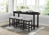 4pc Counter Height Dining Set Black Finish Counter Height Table w Drawer Built-in USB Ports Power B011P151854