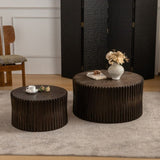 ZUN Vintage Fashion Style Cylindrical Nesting Coffee Table Set with Vertical Textured Embossed Design W757P195739