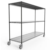 ZUN 3 Tier Standing Shelf Units,3000 LBS NSF Height Adjustable Metal Garage Storage Shelves with Wheels, W1550122518