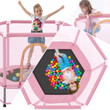 ZUN 55'' Toddlers Trampoline with Safety Enclosure Net and Balls, Indoor Outdoor Mini Trampoline for 33415175