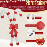 Lighted Candy Cane and Red Bowknot Christmas Decorations, Pre-lit 2D Holiday Decor with 100 Warm 14090929