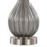Jenny 27" Contemporary Glass Table Lamp in Clear Smokey Crackle Glass, Brushed Nickel and White B202P224038