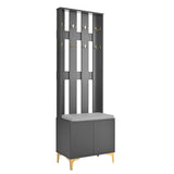 ON-TREND Modern Luxury 4-in-1 Hall Tree with Cushion, Versatile Coat Rack with 8 Gold Hooks and N721P192814E