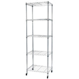 5-Tier NSF Heavy Duty Adjustable Storage Metal Rack with Wheels & Shelf Liners Ideal for Garage, 27377485