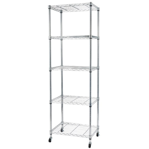 ZUN 5-Tier NSF Heavy Duty Adjustable Storage Metal Rack with Wheels & Shelf Liners Ideal for Garage, 27377485