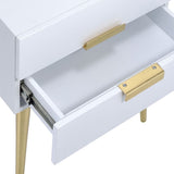 White and Gold Side Table with 2 Drawer B062P181392