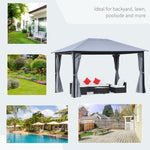 ZUN 10' x 13' Patio Gazebo, Aluminum Frame, Outdoor Gazebo Canopy Shelter with Netting & Curtains, W2225142541