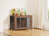 27.2" Dog Crate Furniture with Wheels for Small Dogs, Heavy Duty Dog Kennel Indoor with 2 Doors, 94926706