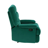 ZUN Reclining Chair Green Velvet Upholstery Square Tufted Back Pillowtop Arms Solid Wood Furniture B011P182494