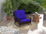 Dark Blue Wicker Porch Rocker with Soft Plush Cushion, Weather Resistant Rattan Rocking Chair 79367051