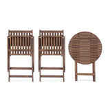 3-Piece Acacia Wood Bistro Set, Wooden Folding Patio Furniture for Garden Backyard Balcony Porch w/ W2640P209682