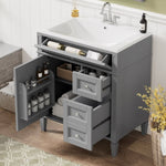 ZUN 30'' Bathroom Vanity with Top Sink, Modern Bathroom Storage Cabinet with 2 Drawers and a Tip-out 66615675