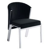 ZUN ACME Fallon Side Chair , Black Velvet & Mirrored Silver Finish DN01955