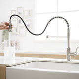 Kitchen Faucet with Pull Down Sprayer Brushed Nickel Stainless Steel Single Handle Pull Out Spring W1932P224854