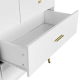 Seven Drawers Large Chest of Drawer Cabinet with Golden Handle and Golden Legs White Color 69237500