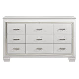 White Finish Dresser Bold Design 9 Drawers Glamorous Faux-Alligator Textured Fronts Wooden Bedroom B011134416