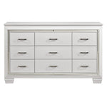 ZUN White Finish Dresser Bold Design 9 Drawers Glamorous Faux-Alligator Textured Fronts Wooden Bedroom B011134416