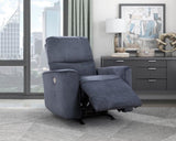 Modern Living Room 1pc Power Rocker Reclining Chair Dark Gray Velvet Upholstery Solid Wood Frame B011P204079