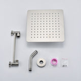 Brushed nickel 10" Square Rainfall & High Pressure Stainless Steel Bath Shower head W121960066