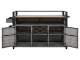 52.8"W Wicker Outdoor Grill Cart with Extended Plastic Wood Table Top, Rolling Kitchen Island on 51202977