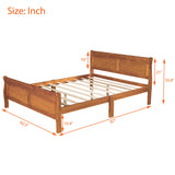 Queen Size Wood Platform Bed with Headboard and Wooden Slat Support WF289142AAL