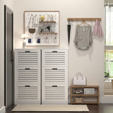Wooden Shoe Cabinet for Entryway, White Shoe Storage Cabinet with 3 Flip Doors 20.94x9.45x43.11 inch W40935621