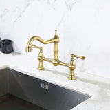 Double Handle Widespread Kitchen Faucet with Traditional Handles W928P164195
