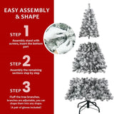 Artificial 5ft Flocked Christmas Tree with 407 PVC Branch Tips, Round head, Foldable Base for Indoor 55068094