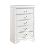 Traditional Design White Finish 1pc Chest of 5 Drawers Antique Drop Handles Drawers Bedroom B01149270