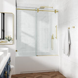 60*66" Fixed & Sliding Shower Door, Round Tube Hardware, Clear Glass Shower Door, 3/8 SGCC 68354428