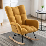 ZUN Rocking Chair Pocket, Soft Teddy Fabric Rocking Chair for Nursery, Comfy Wingback Glider Rocker W137294658