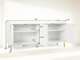 White 4-Door Buffet Storage Cabinet with Push-to-Open Soft Close Doors, Adjustable Metal Legs 88334688