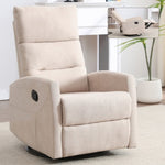 ZUN Manual Recliner Chair with Rocker and Swivel in Fabric for Living Room, Beige W1803P252280