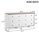 White Dresser for Bedroom, 6 Drawer Dresser with Wide Drawer and Metal Handles, White Dresser, Wood W1157P307957