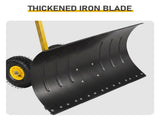 36" x 18" Manual Snow Pusher with T-Handle, Black Blade, Yellow Shaft & Yellow Wheel Hub, Iron 78540796
