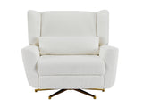 Power Recliner Chair Swivel,Boucle Upholstered 360&deg Swivel Recliner with gold 5 star base-Beige N771P298185M