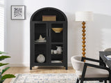 A high arched storage cabinet with a lamp, a modern retro-style wooden storage cabinet with 29334122