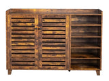 Shoe cabinet with 2 doors, 5 open compartments, and a tabletop with a back panel made of MDF 17073694