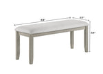 ZUN 1pc Gray Finish Standard Height Dining Bench White Fabric Upholstered Seat Tapered Legs Contemporary B011P162535