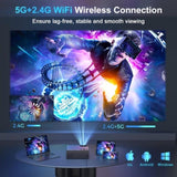 Projector with WiFi and Bluetooth, Projector 4K Support Native 1080P Projector, 5G WiFi FUDONI 48222369