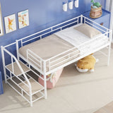 Mid Loft Bed with Storage stairs, Twin, White MF323325AAK