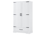 Tall Bathroom Storage Cabinet, Cabinet with Two Doors and One Drawer, Adjustable Shelf, MDF Board, 54458299
