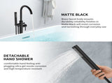 Freestanding Bathtub Faucet Tub Floor Mount Bathroom Faucets Brass Single Handle with Hand Shower 18737631