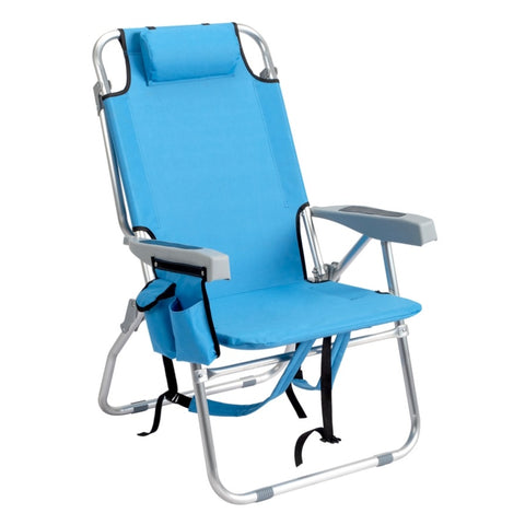 ZUN 63*70*99cm Heightened Oxford Cloth Silver White Aluminum Tube Bearing 100kg Beach Chair Blue 67374517