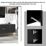 ZUN U-Can Modern TV Stand with 5 Champagne Legs - Durable, Stylish and Spacious, TVs Up to 75'' WF300599AAB