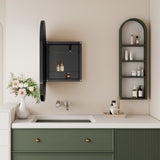 20x34 Inch Oval Recessed Medicine Cabinet, Metal Framed Bathroom Wall Cabinet with Mirror and W1435P201160