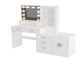 Large Makeup Vanity with Lights, Vanity Table with Charging Station, Vanity Desk with Mirror and 10 73638677