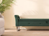67.91"Wide Velvet Storage Soft Bench with Armrests for Living Room, Entryway and Bedroom. GREEN W3118P280145