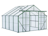 8x8 FT Double Door Polycarbonate Greenhouse Raised Base and Anchor Aluminum Heavy Duty Walk-in 00337942